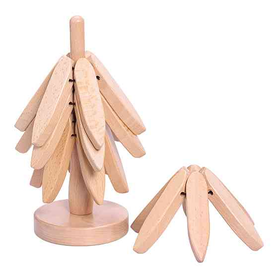 Yiwu Набір підставок під гаряче з дерева 3 шт Ø19 (см) + тримач підставки на стіл під гаряче HB Коломыя