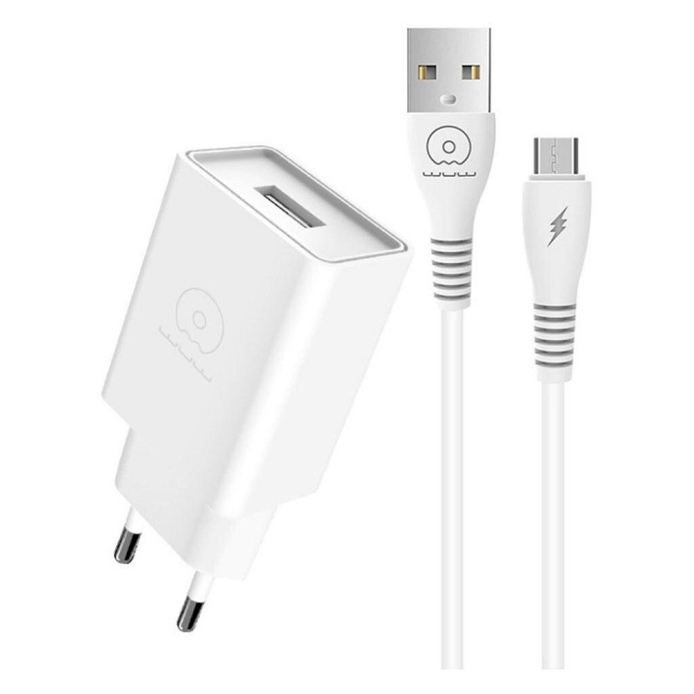 Сетевое зарядное устройство с кабелем WUW-T82 Single USB home charger set micro Одесса - изображение 1