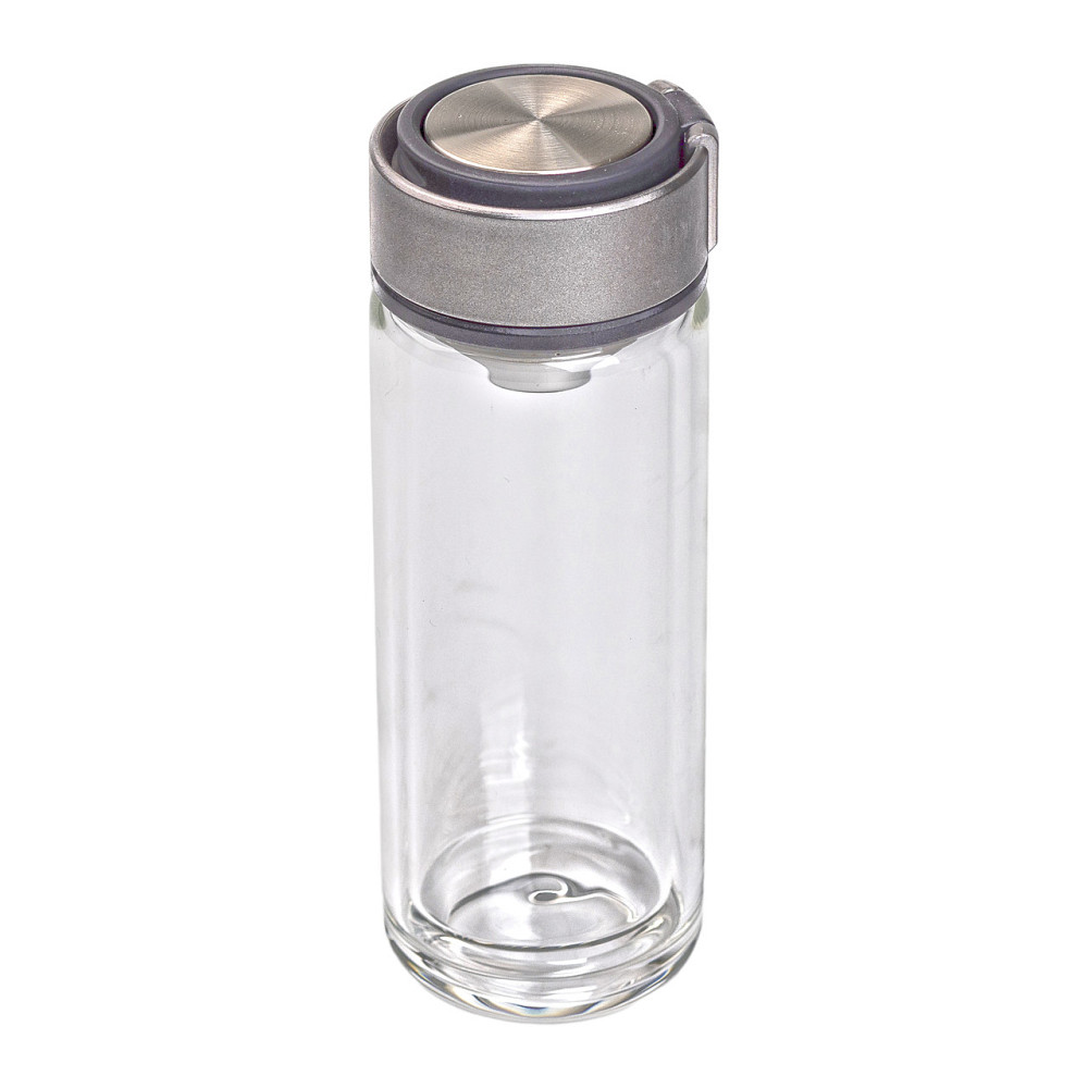 Термос скляний з подвійними стінками та ситечком 330 мл сірий HP-14-39G Коломия - фото 1