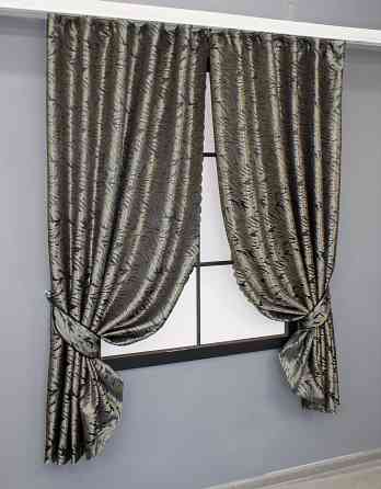 Комплект кооротких штор VR-Textil Жаккард Magic № 1611ш Графитовый с бежевый 145х170 см 2 шт (35-0245) Киев