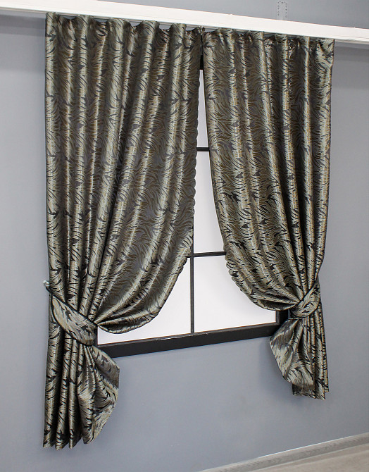 Комплект кооротких штор VR-Textil Жаккард Magic № 1611ш Графитовый с бежевый 145х170 см 2 шт (35-0245) Киев - изображение 2