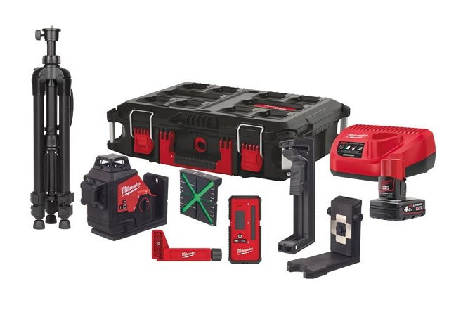 Нивелир лазерный 3D аккумуляторный MILWAUKEE, M12 3PLKIT-401P (+зар. прист.,1акум.Х4Ач, кейс PACKOUT) Одесса - изображение 3