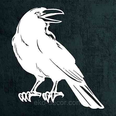 Декоративное настенное Панно «Ворон» Декор на стену 70*63 см, Белый Киев