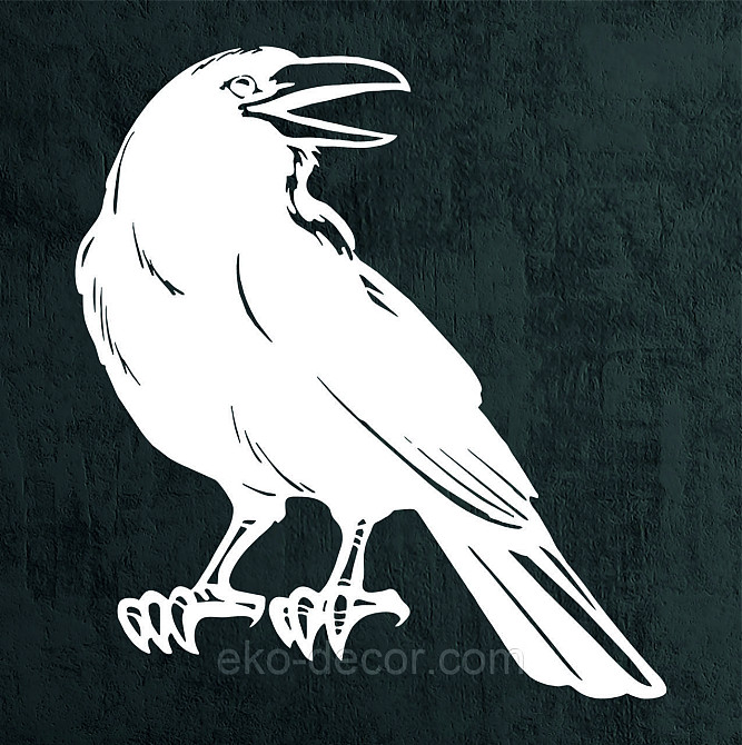 Декоративное настенное Панно «Ворон» Декор на стену 70*63 см, Белый Киев - изображение 6