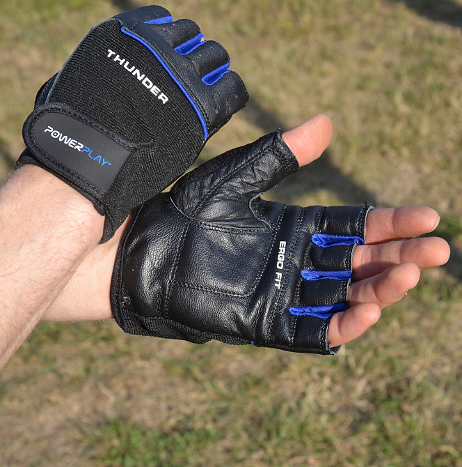 Рукавички для фітнесу PowerPlay 9058 Thunder чорно-сині M Луцьк - фото 7