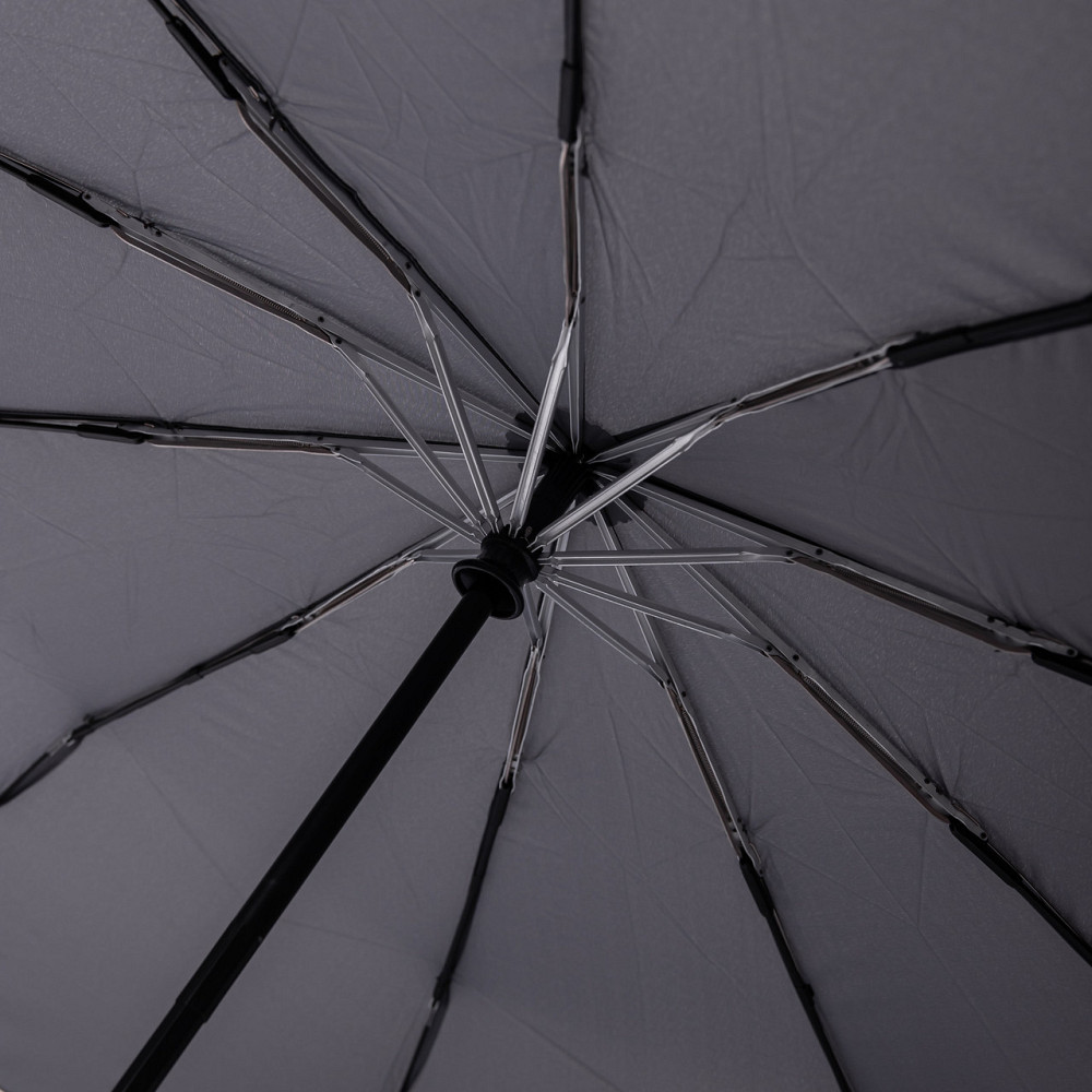 Зонт автоматический с деревянной ручкой классический из полиэстера диаметр 116 см Серый HP-23-8G Киев - изображение 7