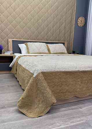 Покривало двостороннє з хутром 210x230 (+-10 см) і 2 наволочки колір кавовий з молочним (85-154) Київ