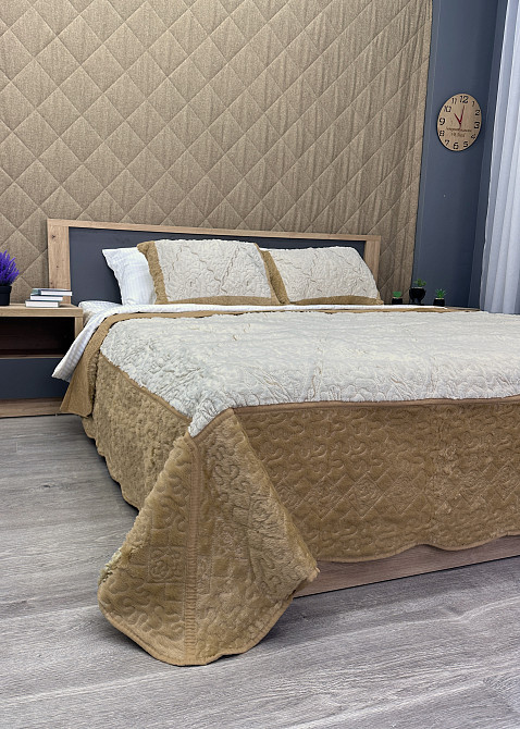 Покривало двостороннє з хутром 210x230 (+-10 см) і 2 наволочки колір кавовий з молочним (85-154) Київ - фото 5