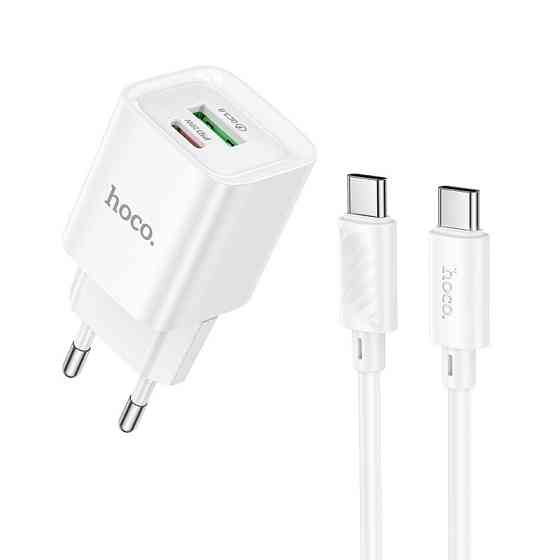 Мережевий зарядний пристрій з кабелем HOCO C147A Charm PD20W+QC3.0 charger set (C to C)(EU) White Київ