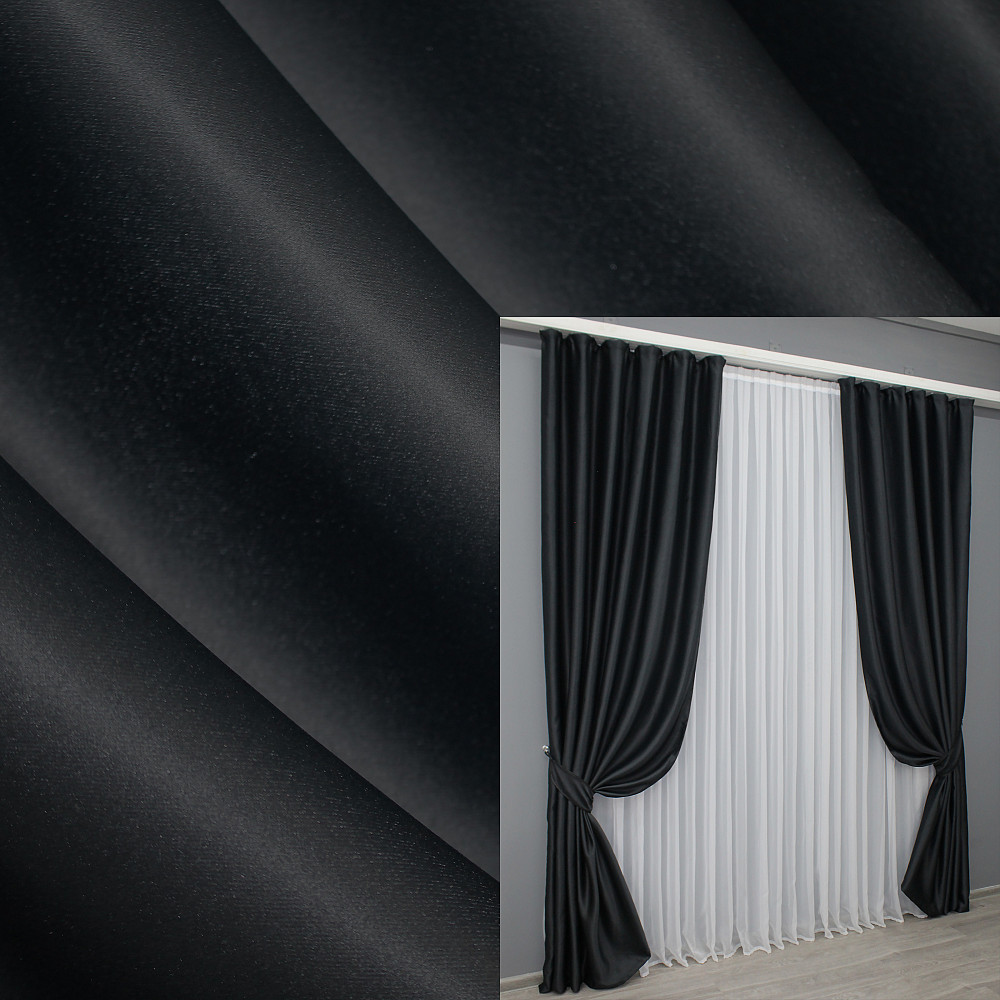 Комплект готовых штор VR-Textil Софт однотонний Черный 150х270 см 2 шт (33-0262) Киев - изображение 1