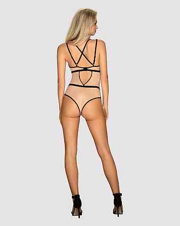 Боді з контрастними смугами Obsessive Nudelia teddy S/M Sex Aura Київ