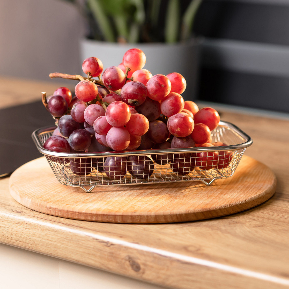 Сито-корзина для мытья овощей и фруктов 24х15х5 см дуршлаг из нержавеющей стали HP-19-23-S Киев - изображение 6