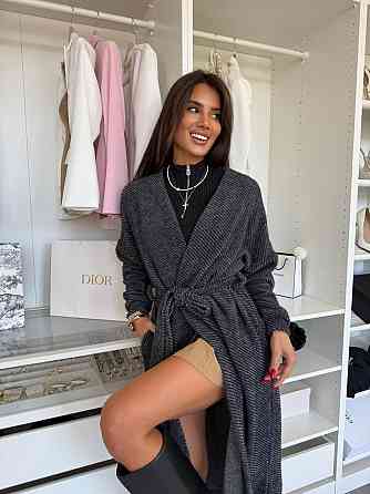 Жіночий затишний довгий кардиган з поясом Альпака Одеса