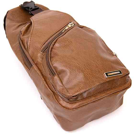 Сумка кросс боди с эмблемой из кожзама Vintage 20570 Рыжая Киев