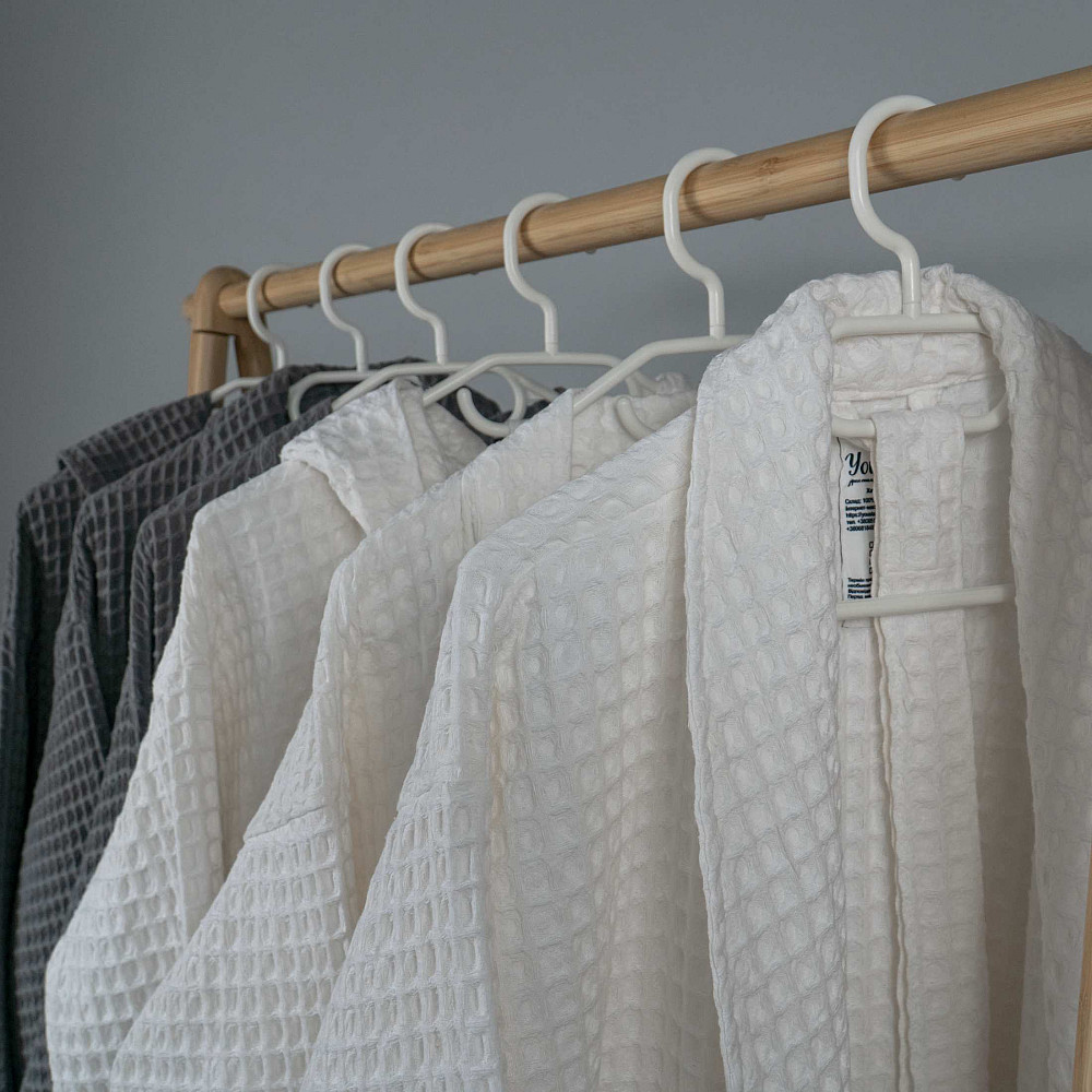 Вафельний халат чоловічий комір стійка з довгим рукавом YouStar 100% бавовна 380 г/м2 (Білий) S Суми - фото 9