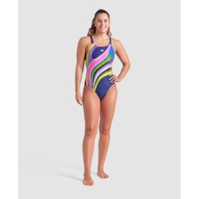 Купальник Arena Water Fluids Swimsuit Swim Pro 008837-570 Темно-синій/Рожевий/Салатовий 38 (3468337533283) Вінниця - фото 3