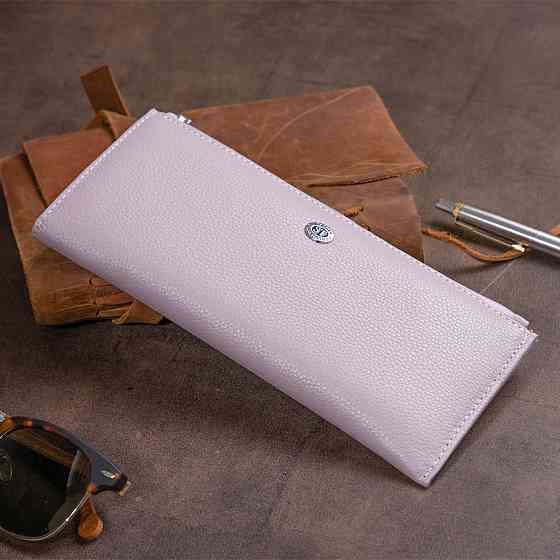 Горизонтальный тонкий кошелек из кожи женский Лиловый (ST Leather) Киев