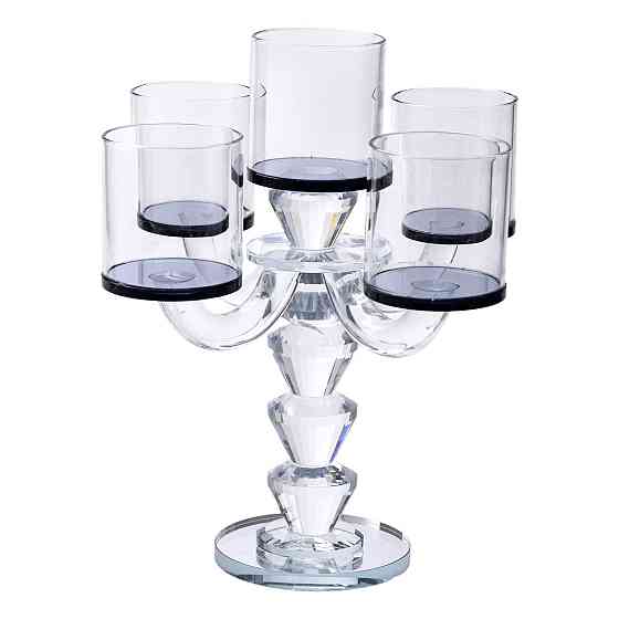 Канделябр на 5 свічок 19×19×24 см підсвічник декоративний скляний на ніжці Чорний HP-4-23 Коломия