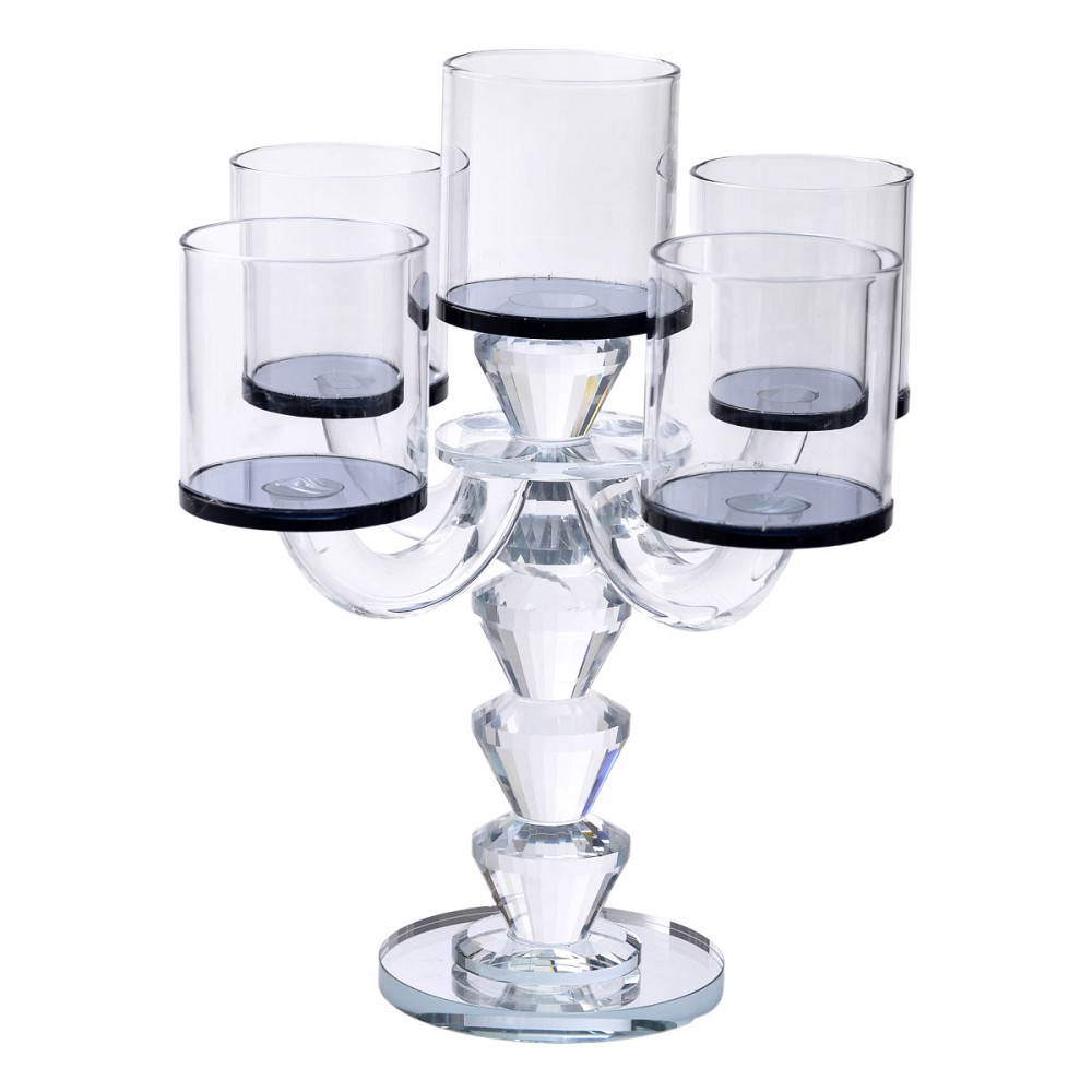 Канделябр на 5 свічок 19×19×24 см підсвічник декоративний скляний на ніжці Чорний HP-4-23 Коломия - фото 1