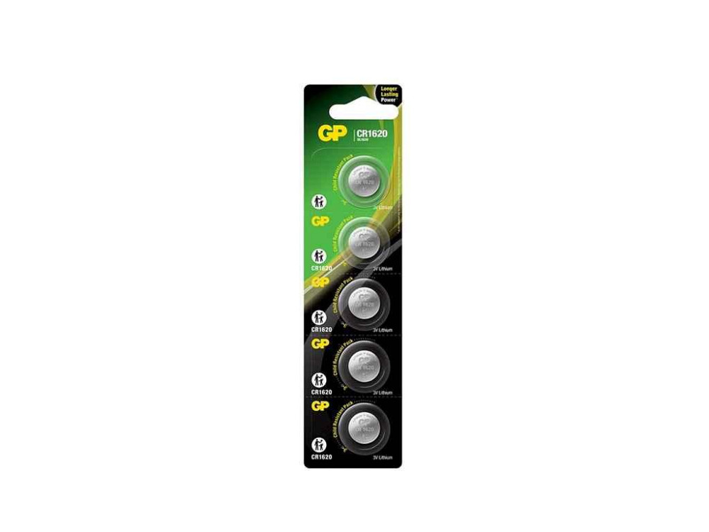 Батарейка CR1620 5шт дискова Lithium Button Cell 3.0V 7U5 літієві (блистер) ТМ GP Solmir Київ - фото 1
