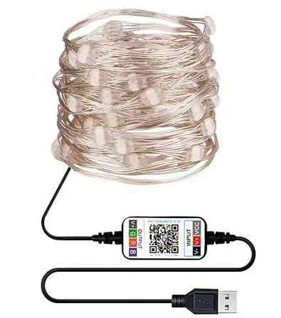 Гірлянда LED 10 м. 7953 c Bluetooth, дистанційне керування, різнокольорова Винница
