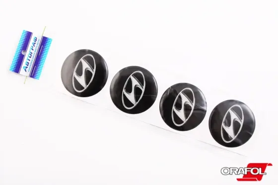 Наклейка на колпак 55ммм силікон Hyundai чорна Автограф (4 шт). Вінниця