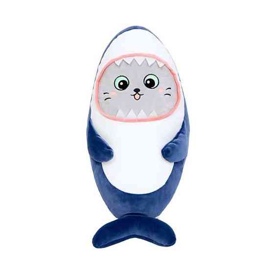 Дитяча м'яка іграшка "Кіт в костюмі акули" K15252, розмір 25 см Вінниця