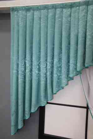 Кухонный комплект VR-Textil № 039к шторка с ламбрекеном белый с бирюзовым 150х170 см (52-0770) Киев