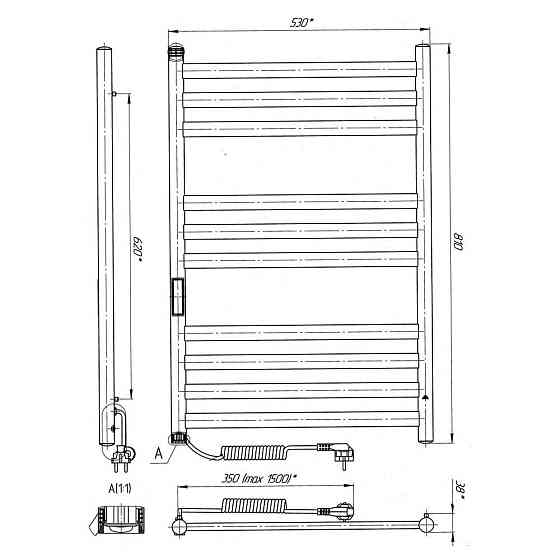 Електрична сушарка для рушників Laris Кватро П10 500Х800 Е ліва підключена. Київ
