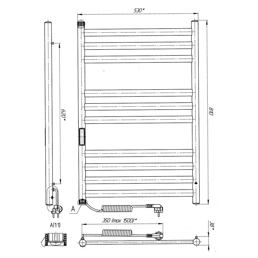 Электрический полотенцесушитель Laris Кватро П10 500Х800 Э левое подключ. Киев - изображение 6