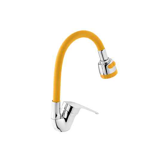 Змішувач для кухні Agua Sevilla гнучкий - C039AMR хром/жовтий Київ