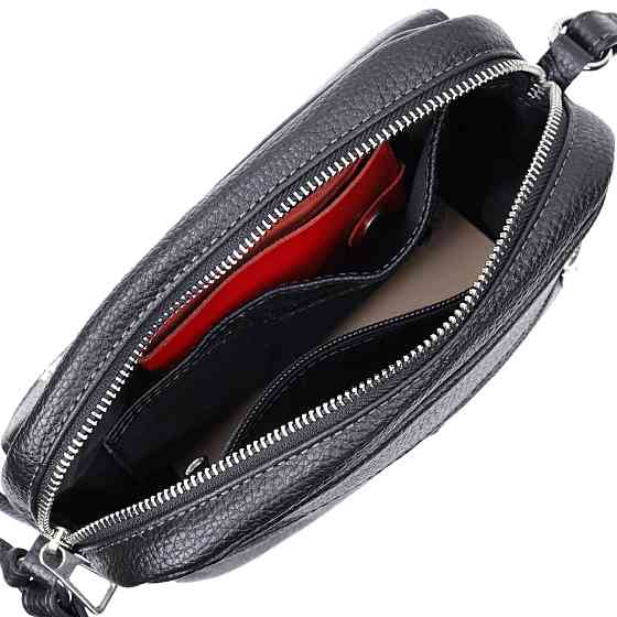 Зручна сумка жіноча крос-боді з натуральної шкіри Чорна (GRANDE PELLE) Київ