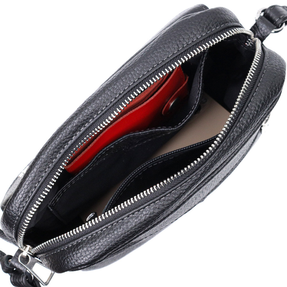 Зручна сумка жіноча крос-боді з натуральної шкіри Чорна (GRANDE PELLE) Київ - фото 1