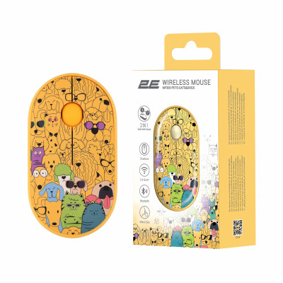 Мишка 2E MF300 PETSCATS&amp;DOGS Silent Wireless/Bluetooth Yellow (2E-MF300WPETSYW) Вінниця - фото 7