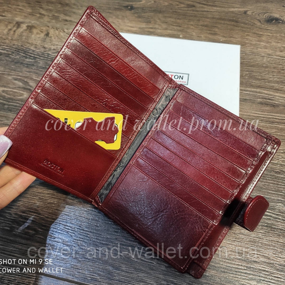 Велике солідне шкіряне чоловіче портмоне із гладкої шкіри Boston Киев - изображение 4