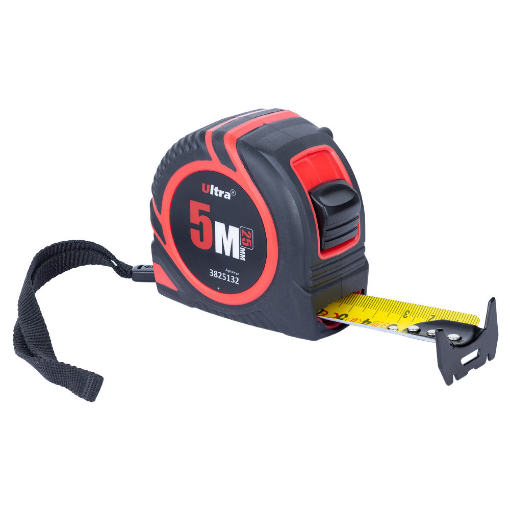 Рулетка гумова з нейлоновим покриттям полотна 5 м × 25 мм ULTRA (3825132) Київ - фото 1