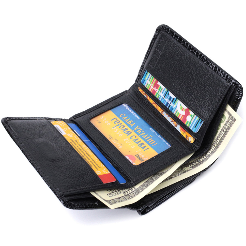 Женский стильный кошелек из фактурной натуральной кожи Черный (ST Leather) Киев - изображение 1