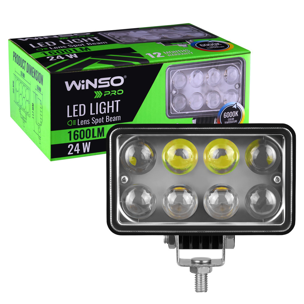 Фара светодиодная Winso Pro Epistar 4D точечный 10-30V, 24W (8x3W), 1шт Львов - изображение 3