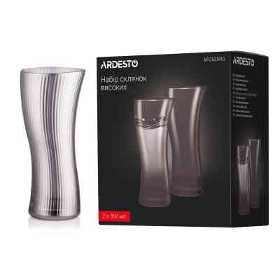 Набір склянок Ardesto Graphite, 350мл, 2шт, скло, сірий (AR2635RG) Вінниця