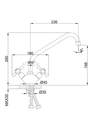 Змішувач для кухні двовентельний Frap F4125, хром Київ