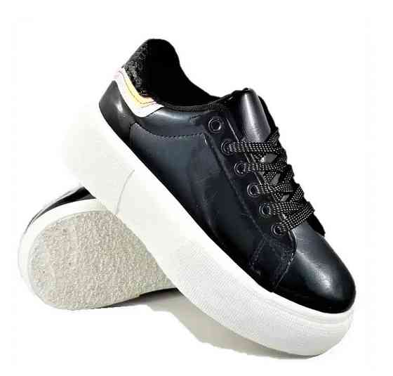 .Жіночі Кросівки на Танкетці Чорні Сліпони Мокасини на Платформі (розміри: 38) - 09-1 Дніпро