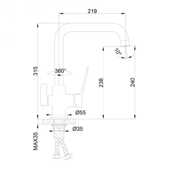 Смеситель для кухни под фильтр Frap F4361 на две воды , хром Киев