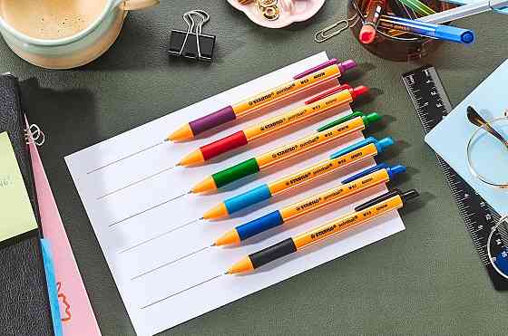 Кулькова ручка STABILO pointball 2 шт синя 0,5 мм тонкий стрижень пластикова Київ