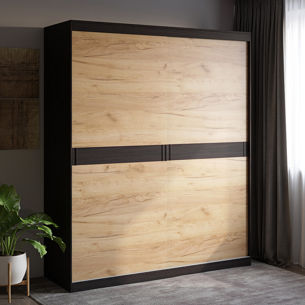 Шкаф-купе Эверест Соната 1800 двухдверный 180х60х217 венге темный+дуб крафт золотой (DTM-2399) Львов - изображение 1