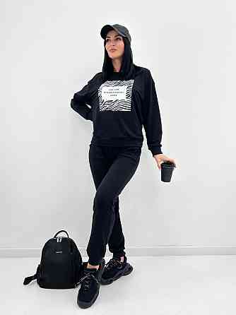 Трикотажный спортивный костюм с принтом Condor батал 50-52, Черный+черный Киев