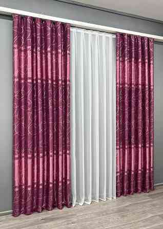Комплект готовых штор VR-Textil Софт Лиана № 1920ш Малиновый 150х270 см 2 шт (33-0977) Киев