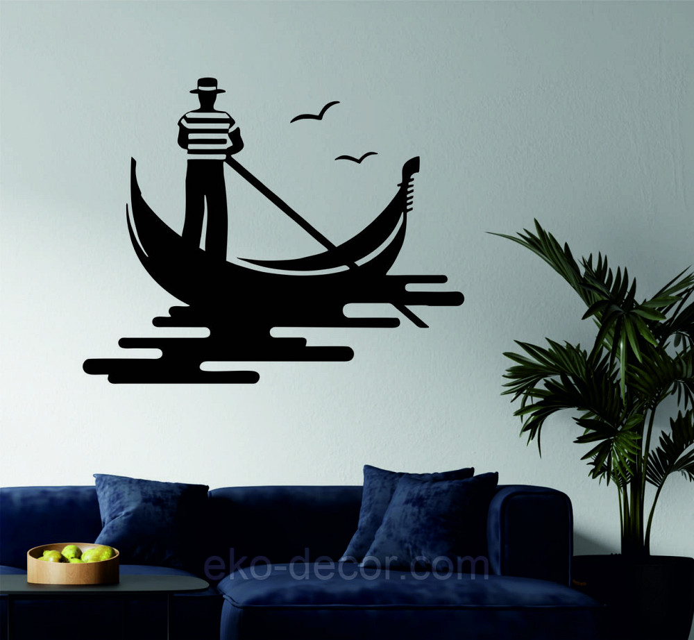 Декоративное настенное Панно «Венецианский гондольер» Декор на стену 70*56 см, Черный Киев - изображение 1