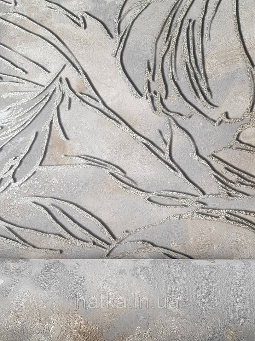 Обои виниловые на флизелине метровые Sintra Edelina листья золотистые на сером Киев - изображение 3