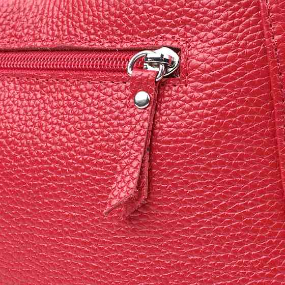 Яскрава сумка багет з ланцюжком і знімним ремінцем з натуральної шкіри Shvigel 22836 Червона Київ