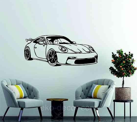 Декоративне настінне Панно «Авто Порш», Декор на стіну 110*46 см, Чорний Київ